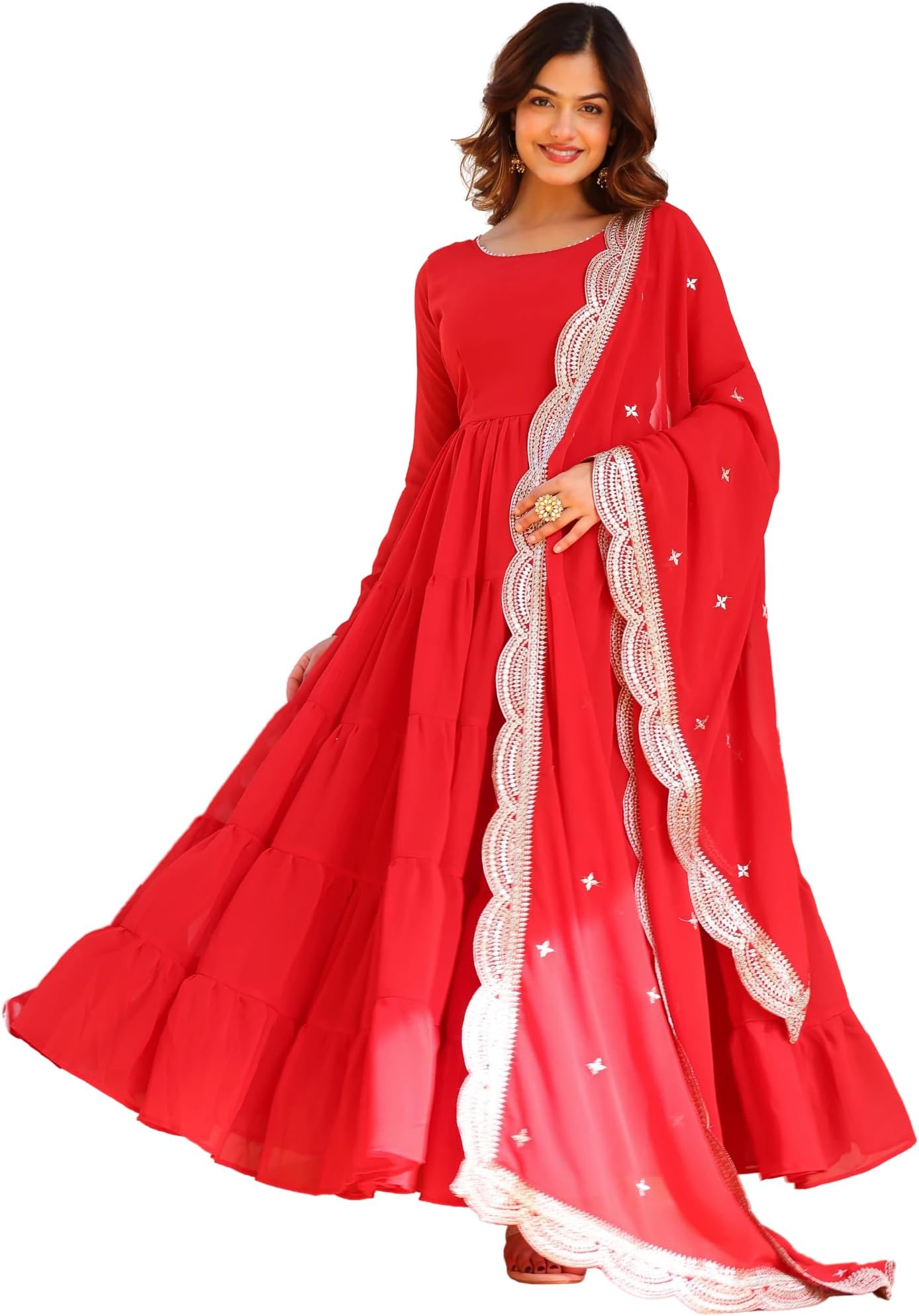 Women's Georgette Solid Anarkali Dress