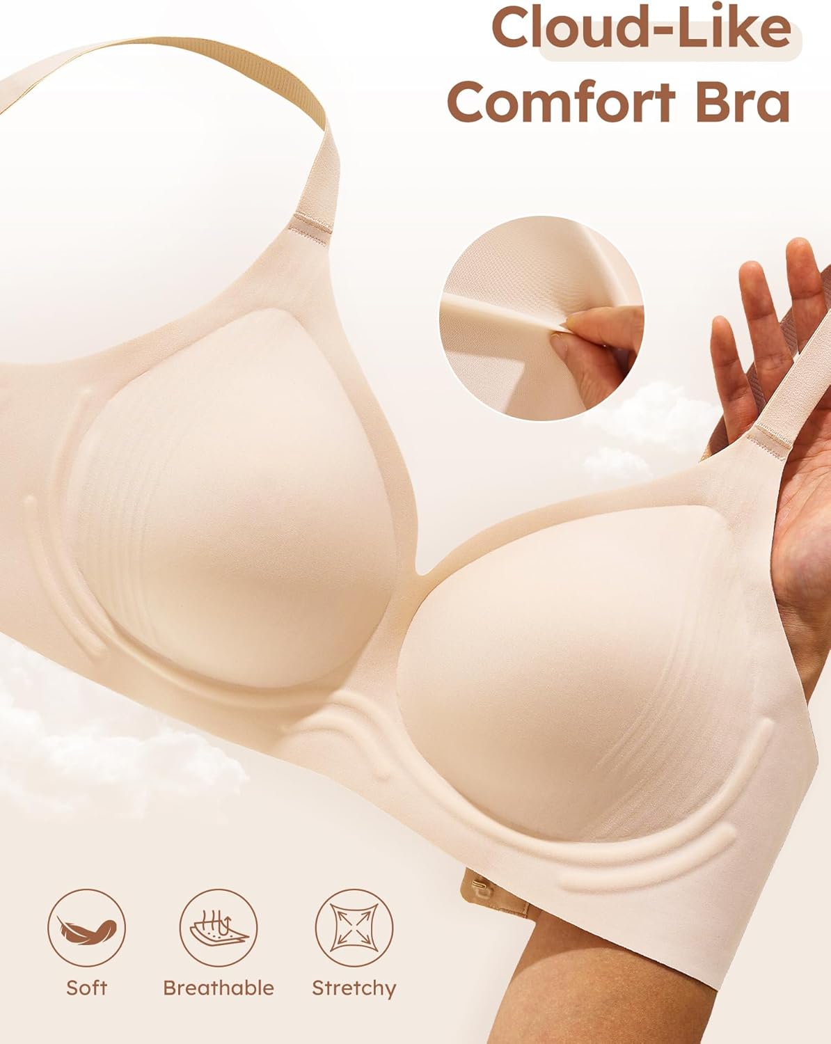 Wireless Jelly Bras for Women - S-3XL Seamless Bra No Underwire Full Coverage Supportive Comfort T-Shirt Bralette - Image 2