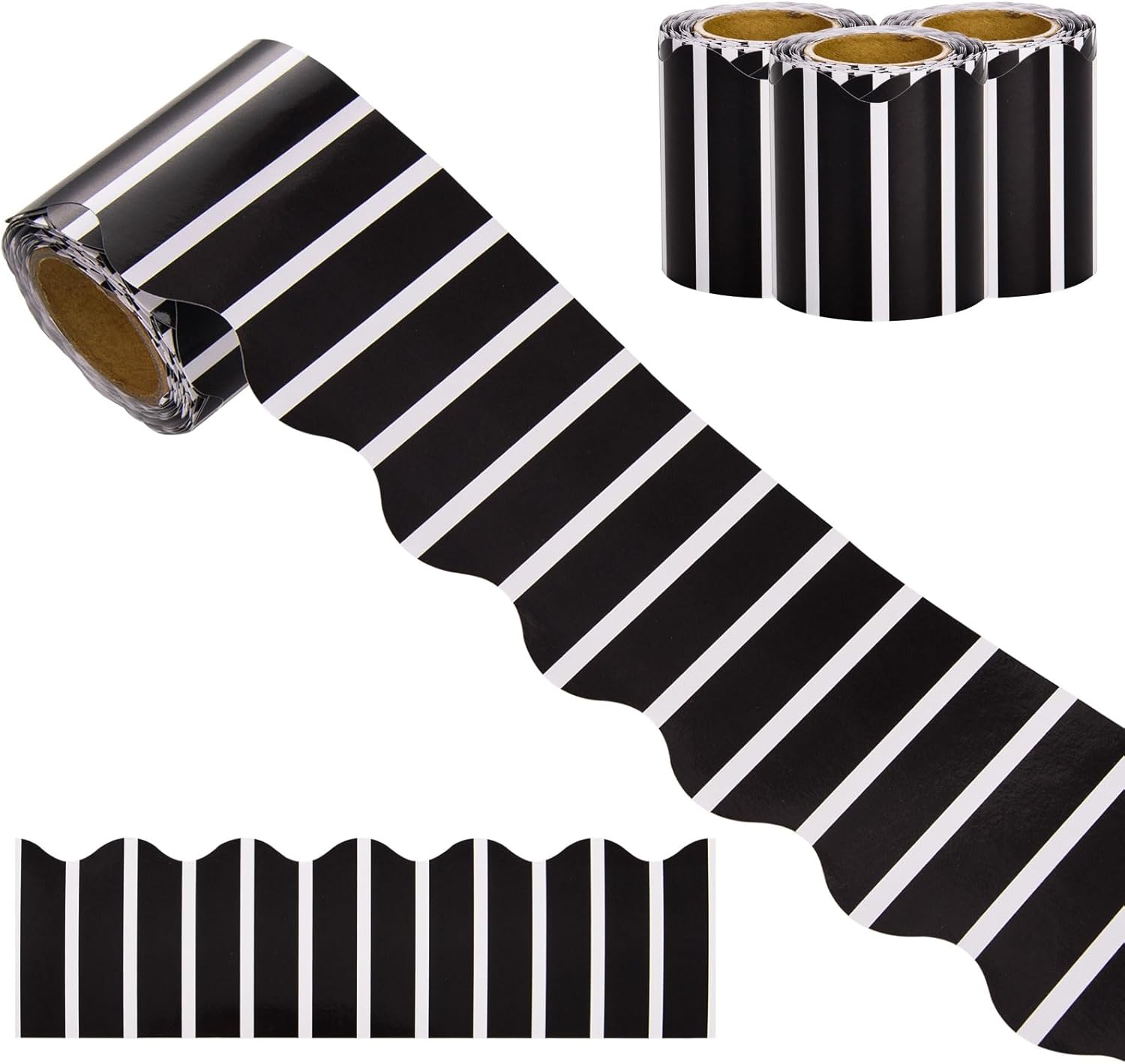 99 Feet Black and White Stripes Bulletin Board Borders