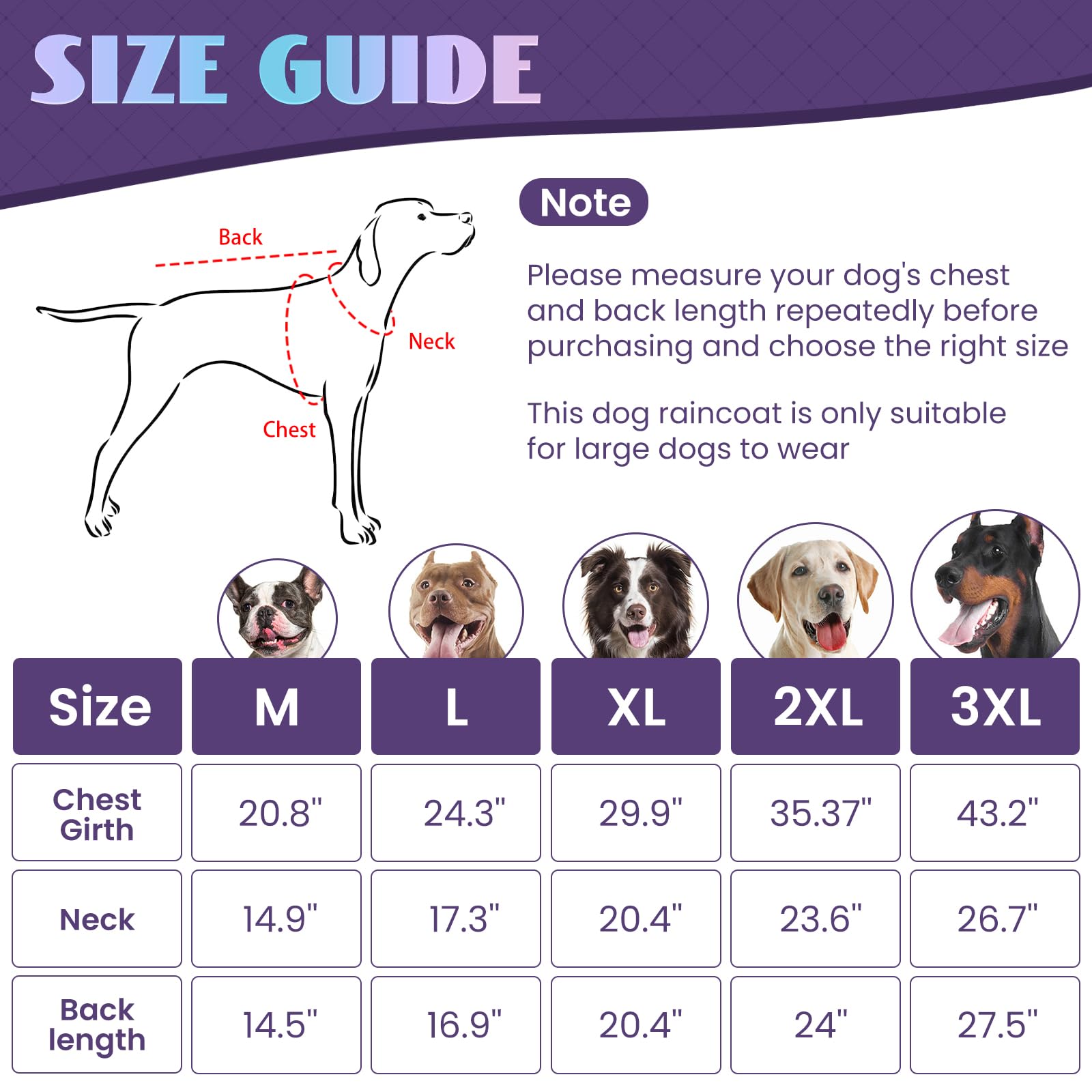 OUOBOB Dog Raincoat, Raincoats for Large Dogs Dog Rain Jacket with Clear Hooded, Waterproof Poncho Snow-Proof Vest Rainwear - Image 2