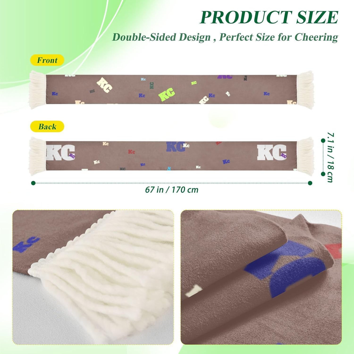 CHIFIGNO Kansas City Polyester Soccer Fan Scarf, Soft Breathable Sweat Towel, Sports Event Supporter Accessories, Quick Dry