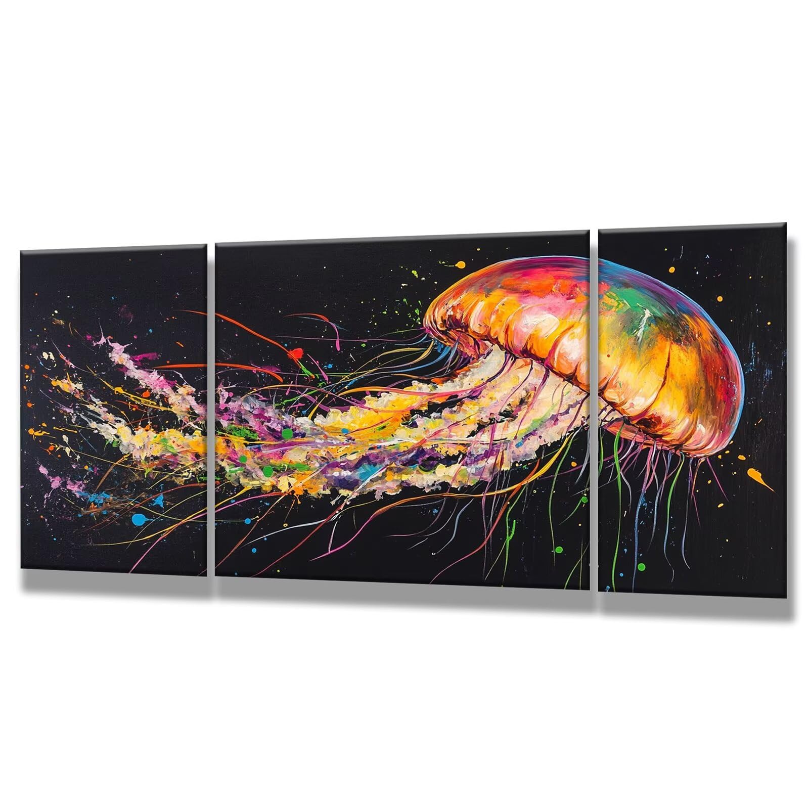 Malowanie według liczb, meduzy (6) malowanie według liczb, dla dorosłych, 3 sztuki "zrób to sam" Sen 60 x 120 cm, dla dorosłych, z pędzlami i farbami akrylowymi, zestaw do majsterkowania dla dorosłych