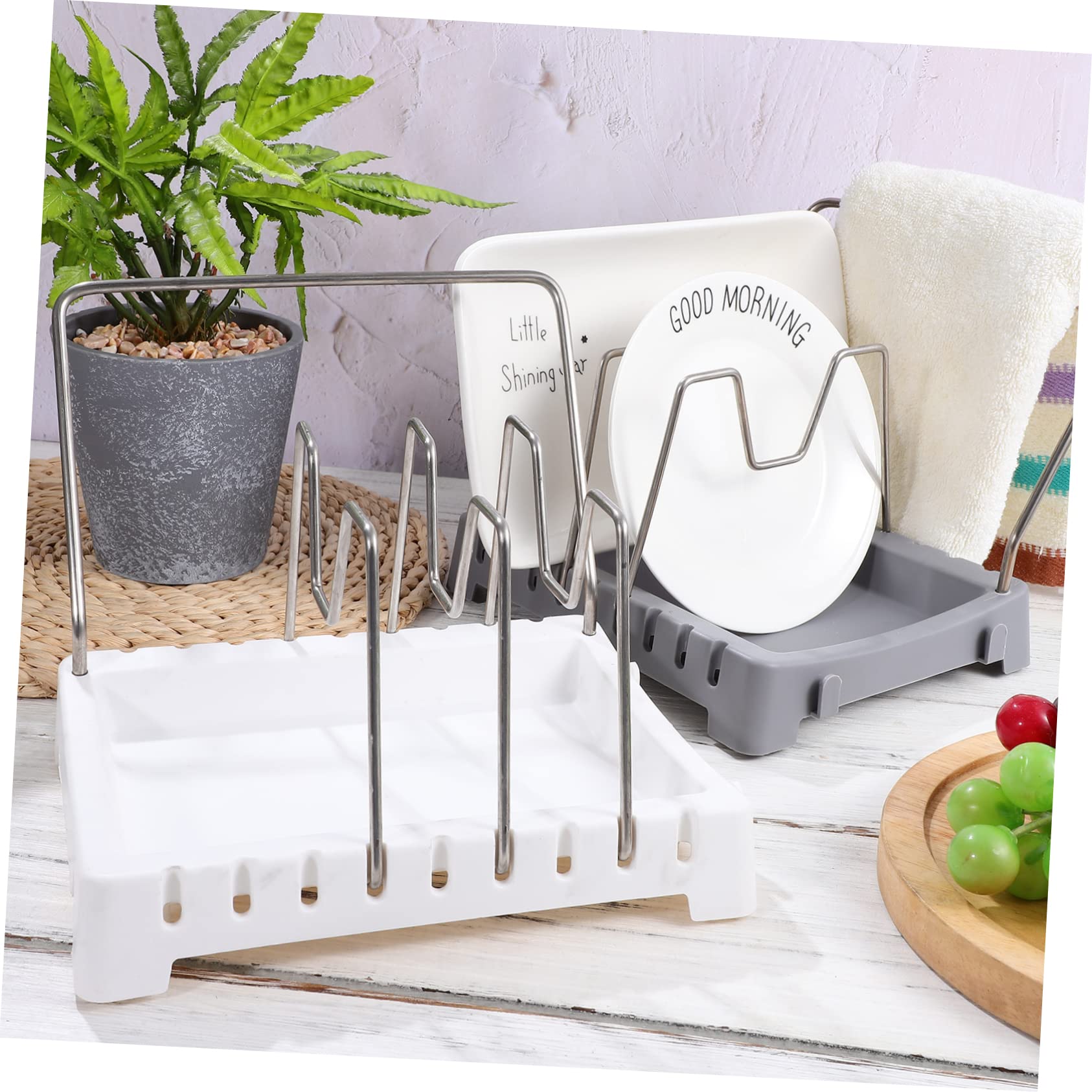 ULTECHNOVO 2 Piezas Rejilla Para Tapas De Ollas De Soporte Para Tapas De Ollas De Cocina Organizador Para Encimera Para Almacenar y Cucharas La Cocina
