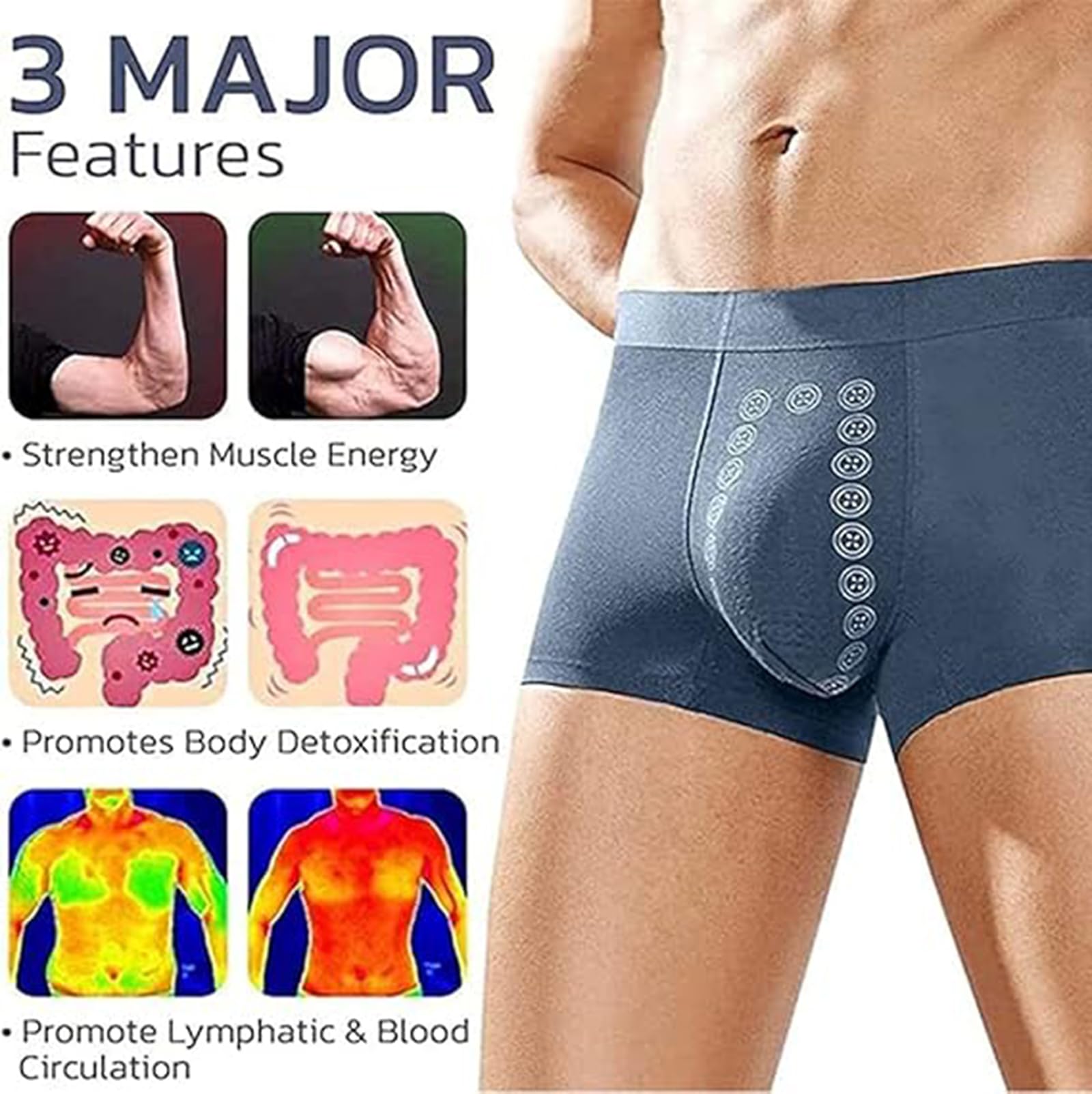 CEAeis Männer Massage Magnetische Therapie Unterwäsche,Magnetische Therapie Energetische Männer Hosen,Energiefeld Therapie Männer Unterwäsche,Männer Unterwäsche Boxer Briefs