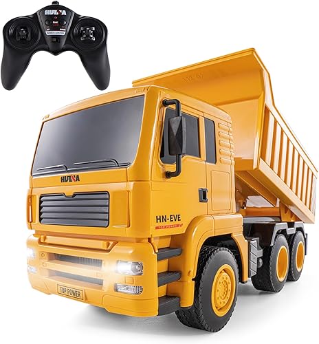 YAZHIYI Camión volquete RC de juguete, camión volquete de control remoto de 6 canales para niños 4-7, 8-12, vehículos de construcción juguetes con
