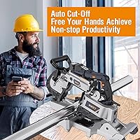 Vista 5 de MAXXT Sierra de cinta con sierra de mesa, sierra de banda de corte profundo de 10 amperios y 5 pulgadas con base de aluminio ligera, velocidad