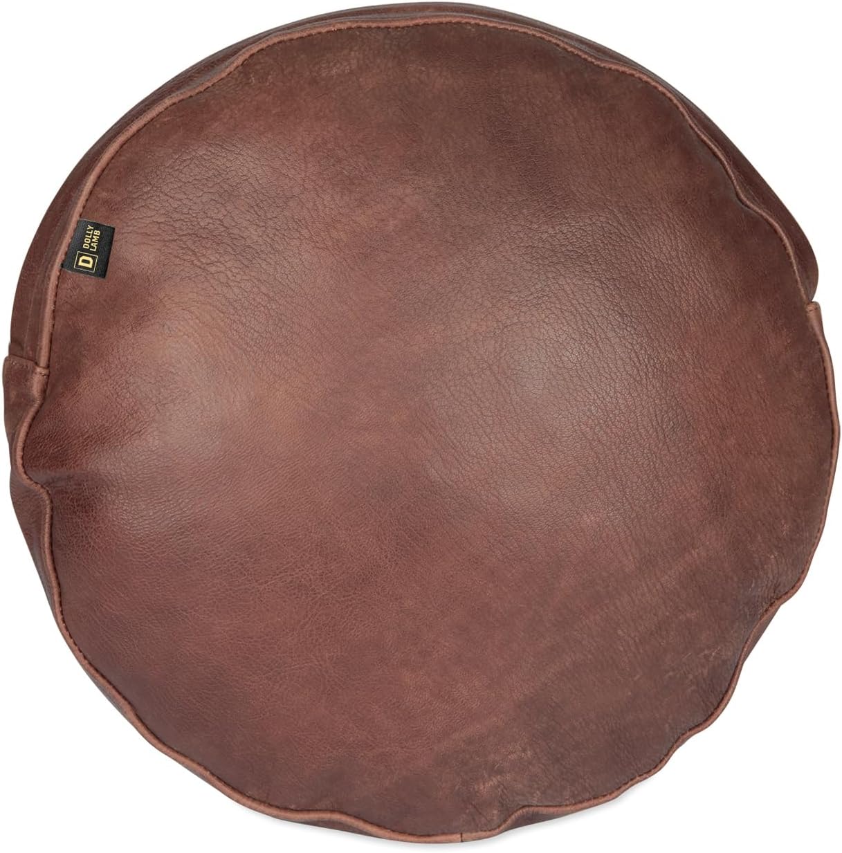 D DOLLY LAMB Goat Leather Round Cushion Covers - Soft Leather Pillow Cover, Throw Circular Case Cover for Sofa, Office, Car, Living Room & Bedroom, Diameter 14 Inch - Chiku Brown Pack of 1
