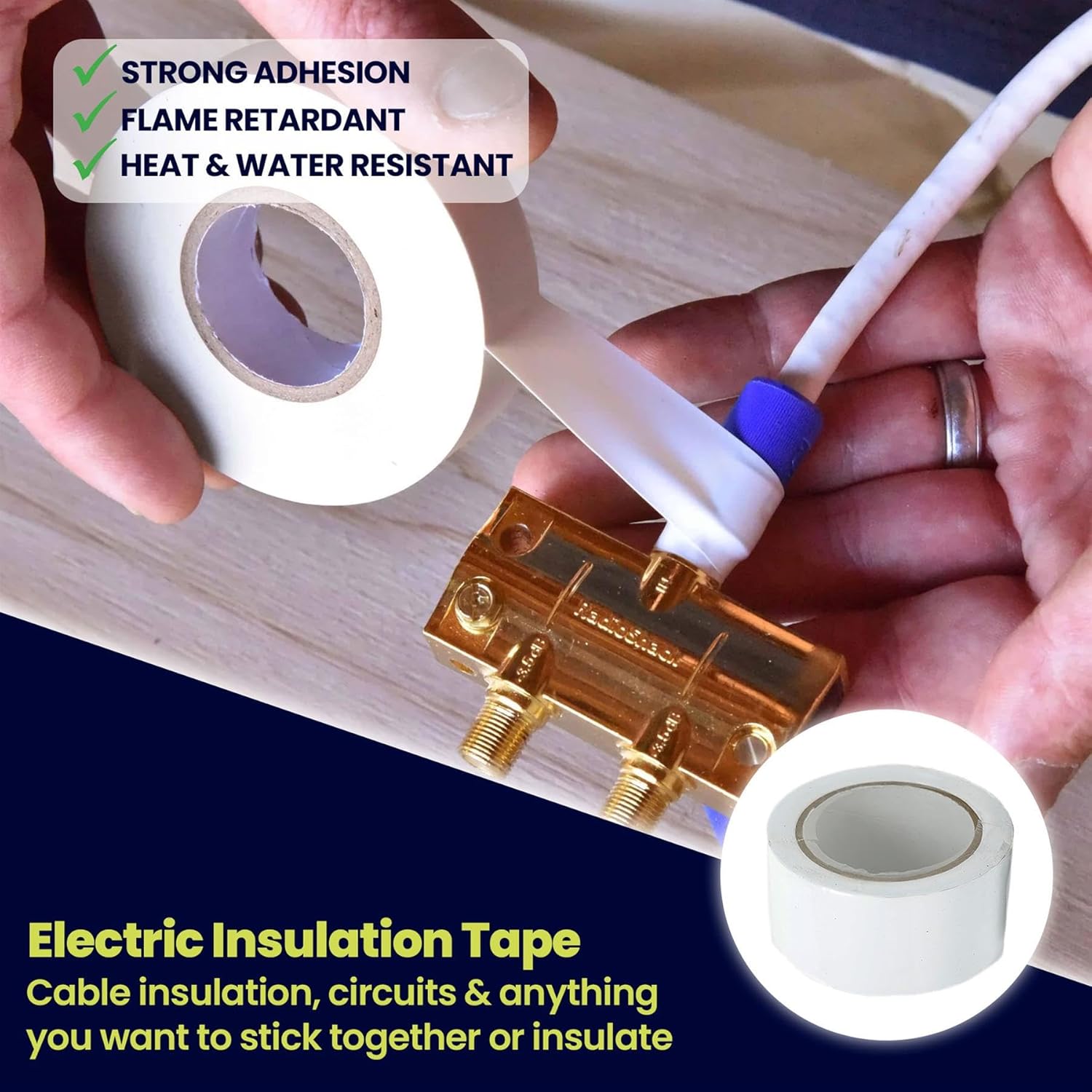 Dapetz Insulation Tape - 50mm X 33M White Electrical Rubber Glue On PVC Flame Retardant