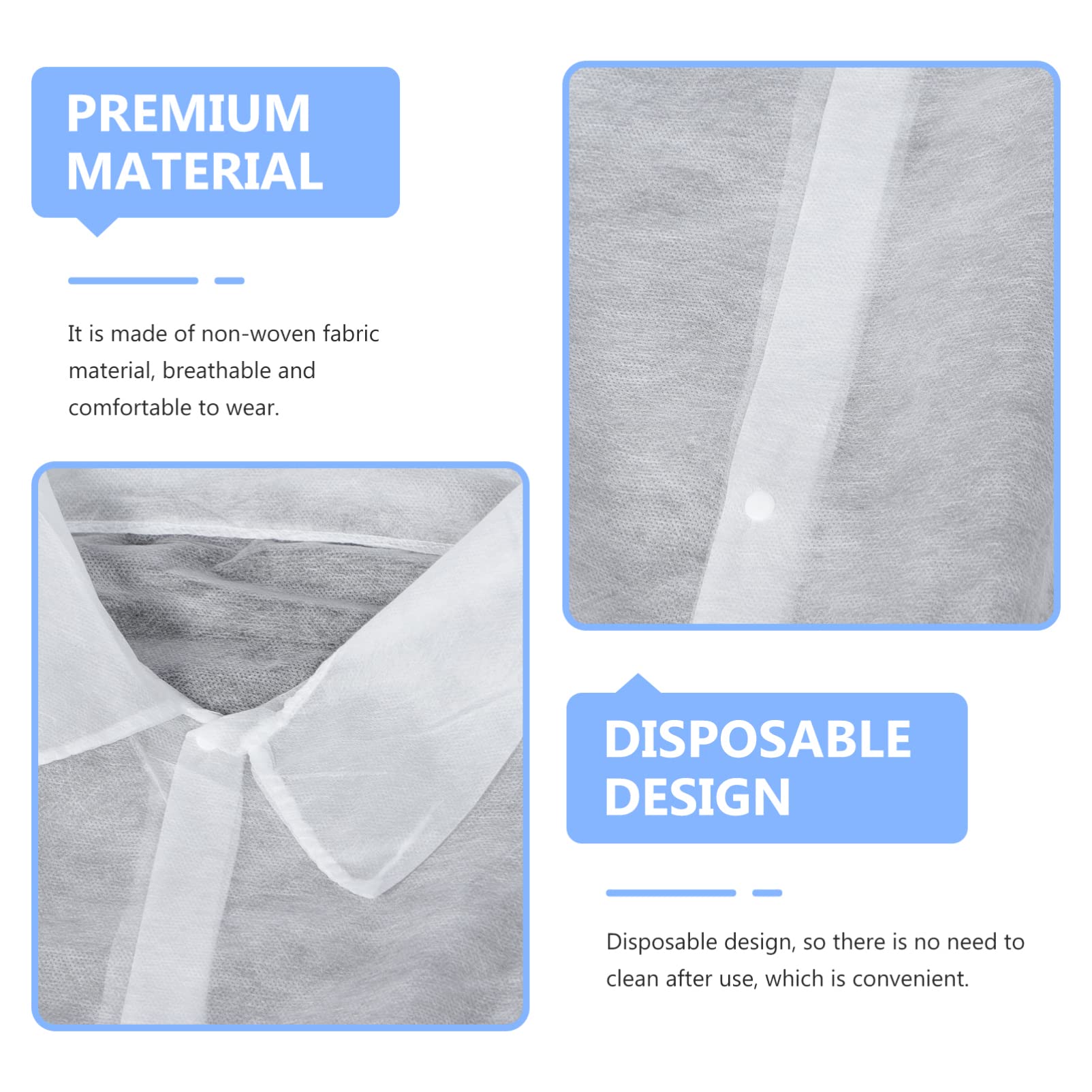 iplusmile 10 Pièces Blouses de Laboratoire Blanches Vêtements de Laboratoire pour Adultes Tissu Non Tissé Respirant Blouses Chirurgicales Uniformes de Laboratoire à Manches Longues