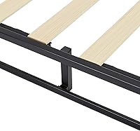 Vista 5 de Yaxa Basics Metal Platform Bed Frame, with Wood Slat Support, 10 inches High, Full, Black