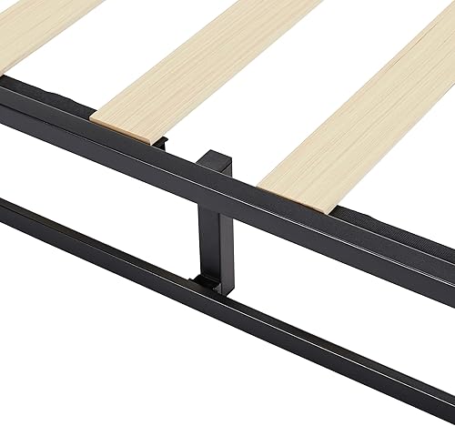 Miniatura 5 de Amazon Basics Metal Platform Bed Frame, with Wood Slat Support, 10 inches High, Full, Black