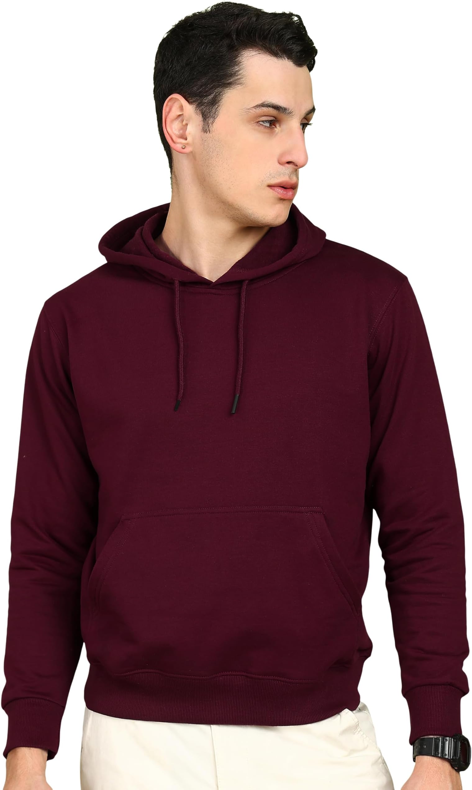 Men’s Solid Hooded Sweatshirt | Drawstring Hood, Kangaroo Pocket, Ribbed Hem | Regular Fit | Sizes S–5XL | Multiple Colors