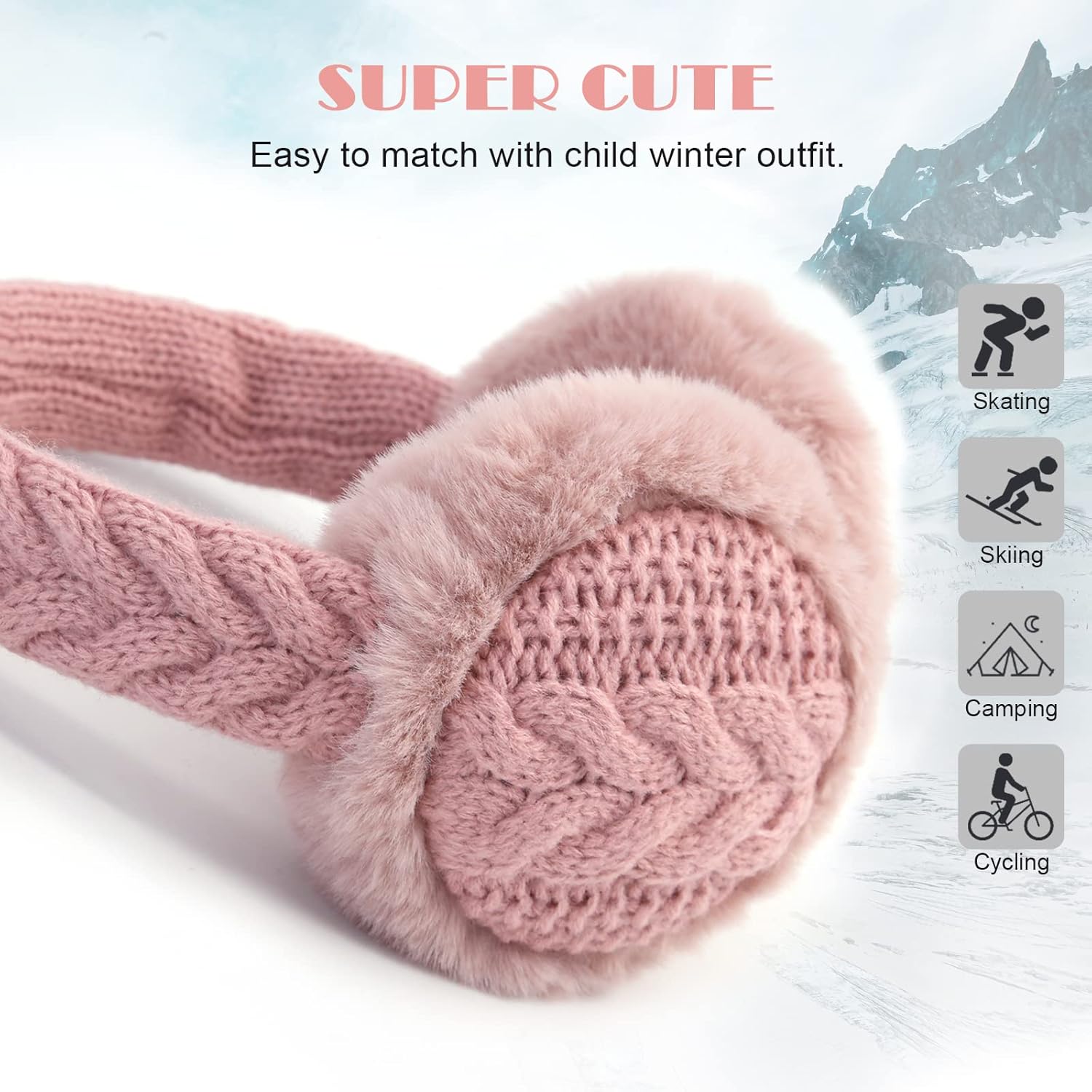 POXIMI Baby Warm Earmuffs Kid Magic Gloves Girl Soft Plush Ear Muffs Toddler Knit Mittens for Boy Winter Ear Warmer Set - Image 3