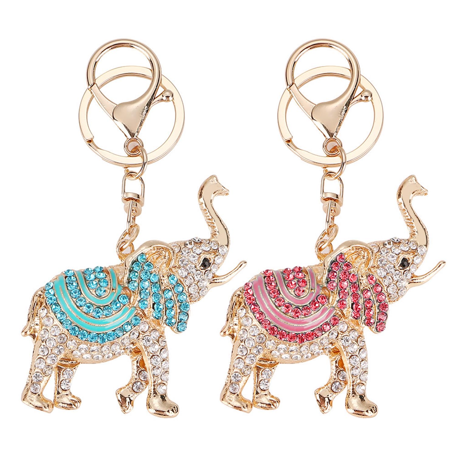Ysdyy Unisex Pink 2 Pieces Of Small Elephant Key Pendants, Rhinestone Keychains, Cute Keychains, Women's Keychains, Gift Keychains