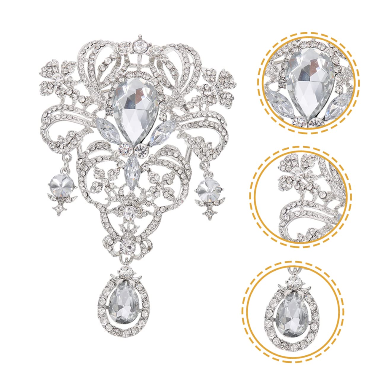 Festival Broschen Frauen Silber Strassbrosche stilvolle Corsage Pin für Kleidung und Dez.