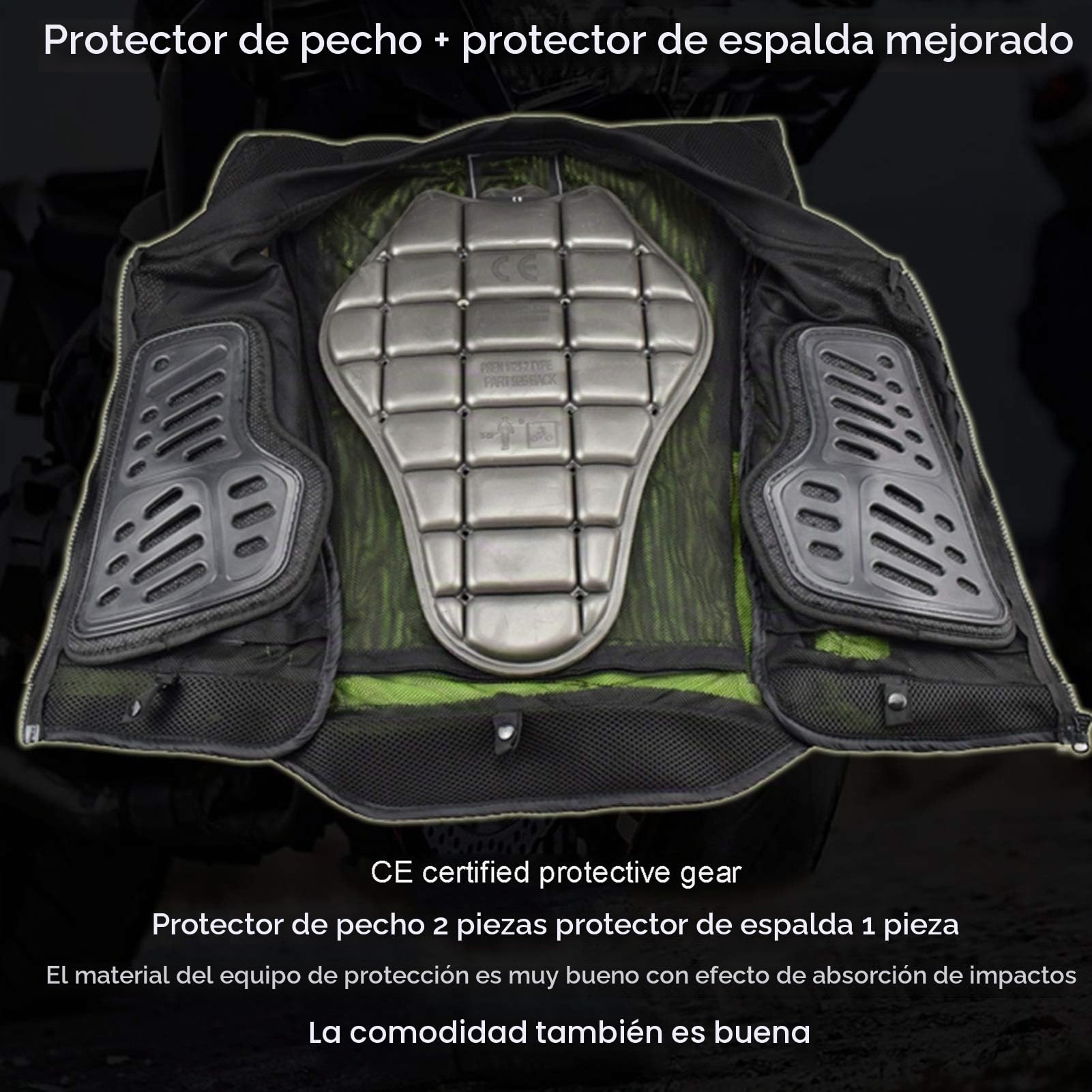 Chaleco de motorista chaleco de motorista con equipo de protección viene con 3 dispositivos de protección extraíbles, chaleco de moto suave y fácil de limpiar, apto para moto y todoterreno