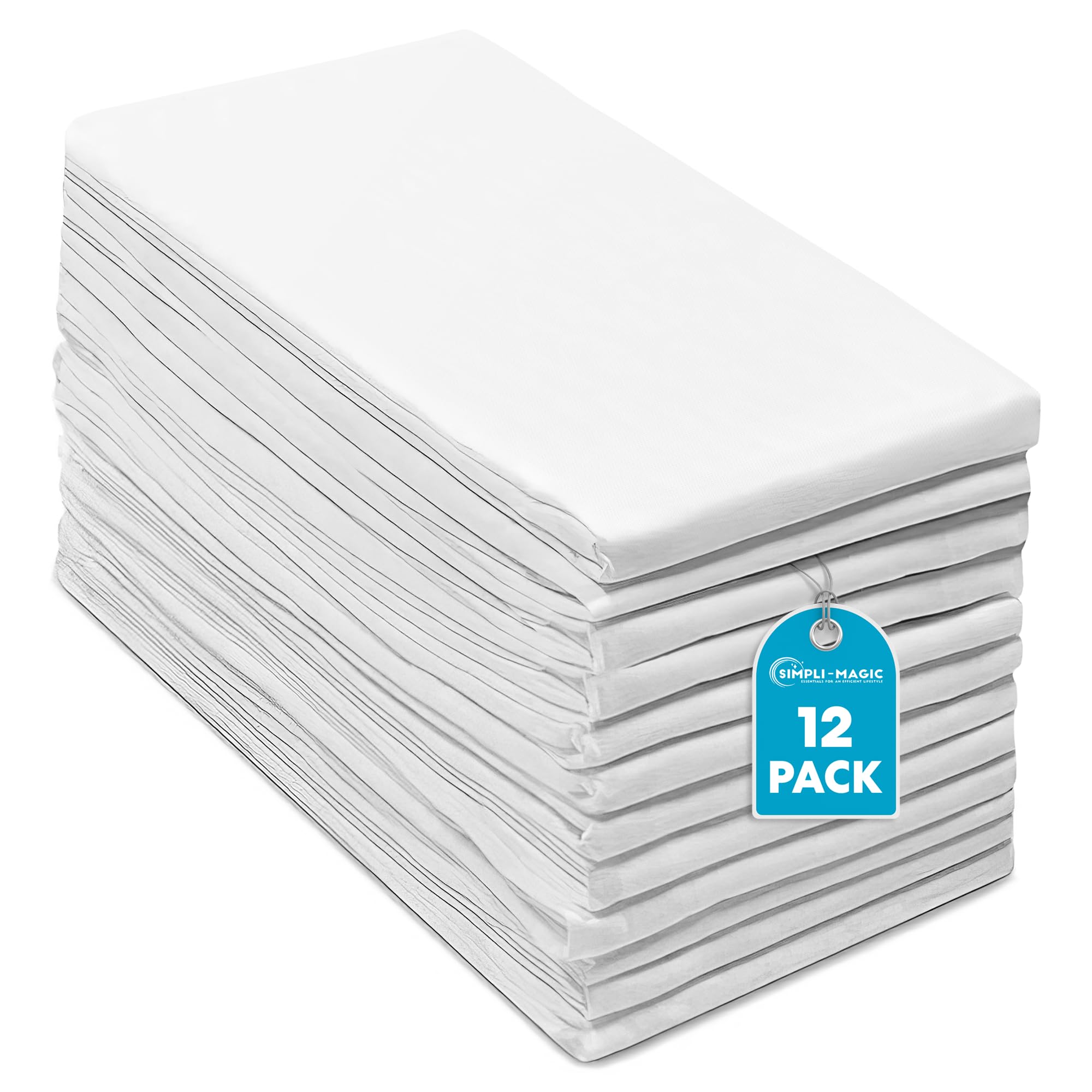 Simpli-Magic Flour Sack Kitchen Towels 24"x24" (12 Pack) – 100% Cotton, Lint-Free, High Absorbent Tea Towels – Perfect for Dish, Baking, Crafting