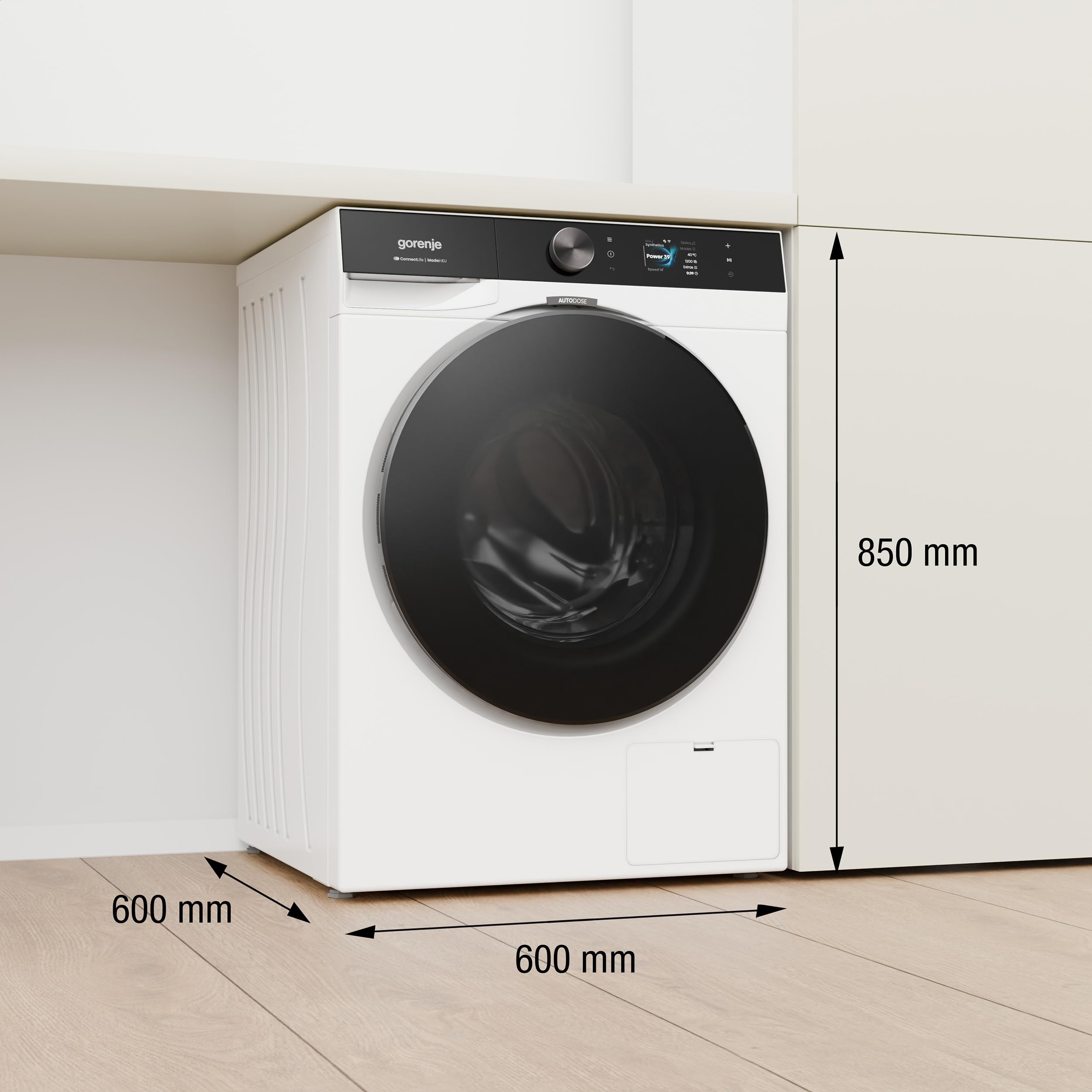 Gorenje WG814A5T4 Waschmaschine mit Dampffunktion, 10kg, 1400 U/Min, 20 Programme, TFT Farb-Display, SuperSilent 68 db(A), AutoDosing, UltraClean, FastWash Pro, ConnectLife, ShoeWash, EEK A, Weiß
