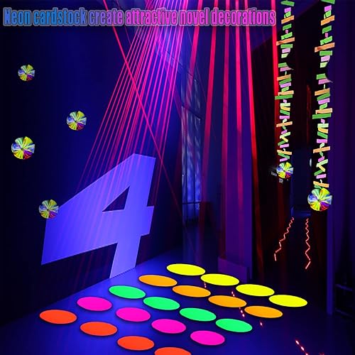 Miniatura 5 de 25 hojas de papel neón, papel que brilla en la oscuridad, papel de neón fluorescente para pista de baile, suministros de papel neón reactivo UV