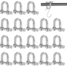 18 PCS M6 D Shackle Heavy Duty,Stainless Steel Shackles Screw,Pin Shackle,220kg Capacity for Hiking Accessories and Rope Chain Link Marine Mounting,Camping,Sports