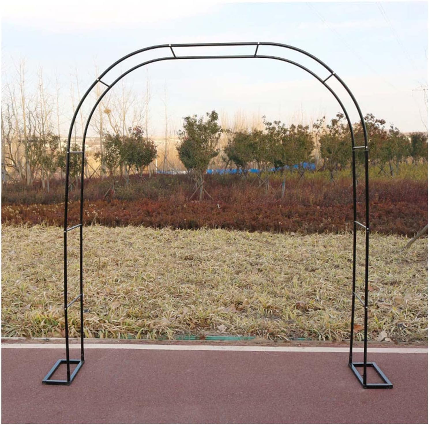 Tonnelle de jardin en métal noir W200xH230 cm pour arche de mariage et plantes