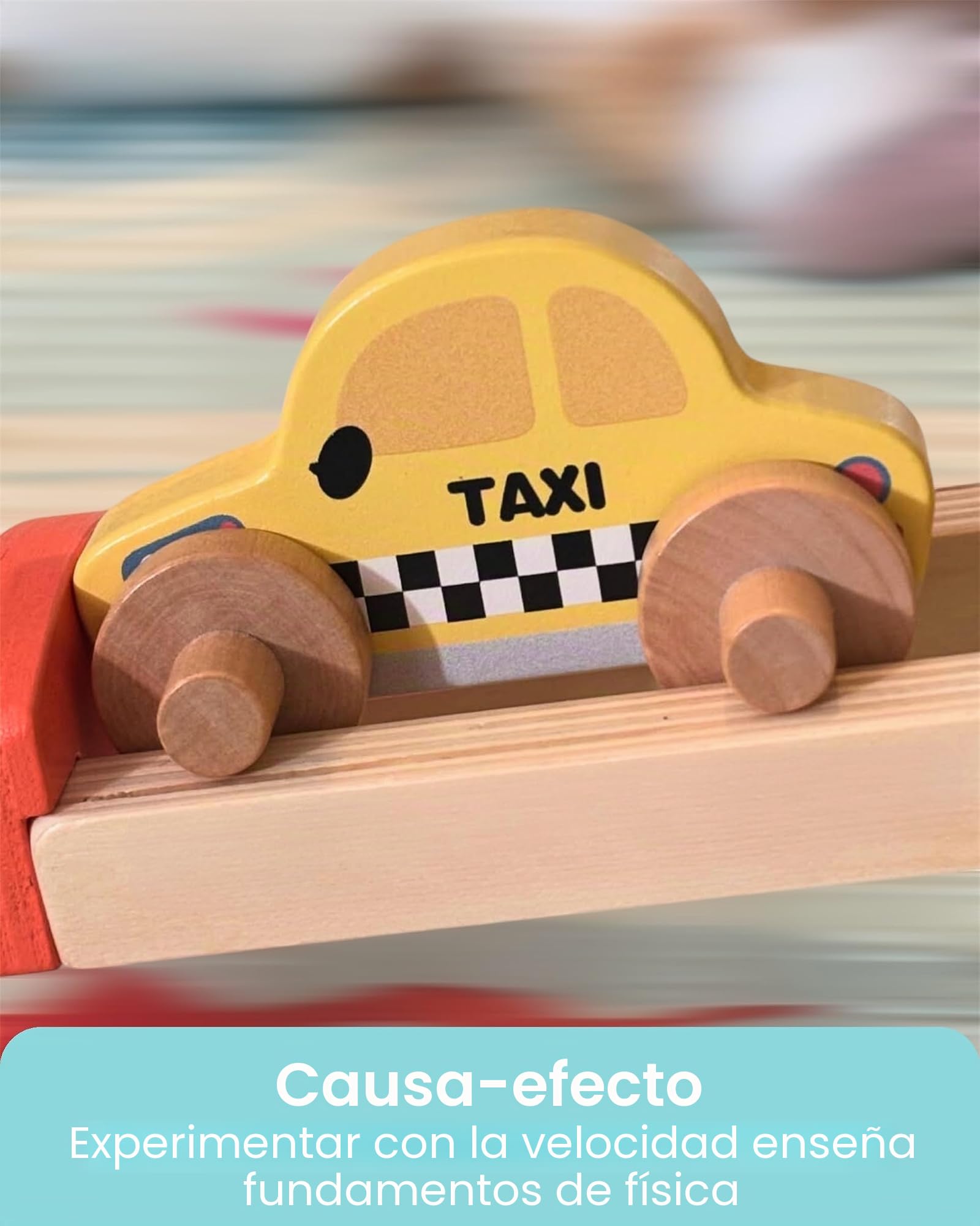 Oh My Baby Pista de Carreras, Rampa para Coches y Bolas de Madera, Pistas para Canicas, Juguete 1-3 años