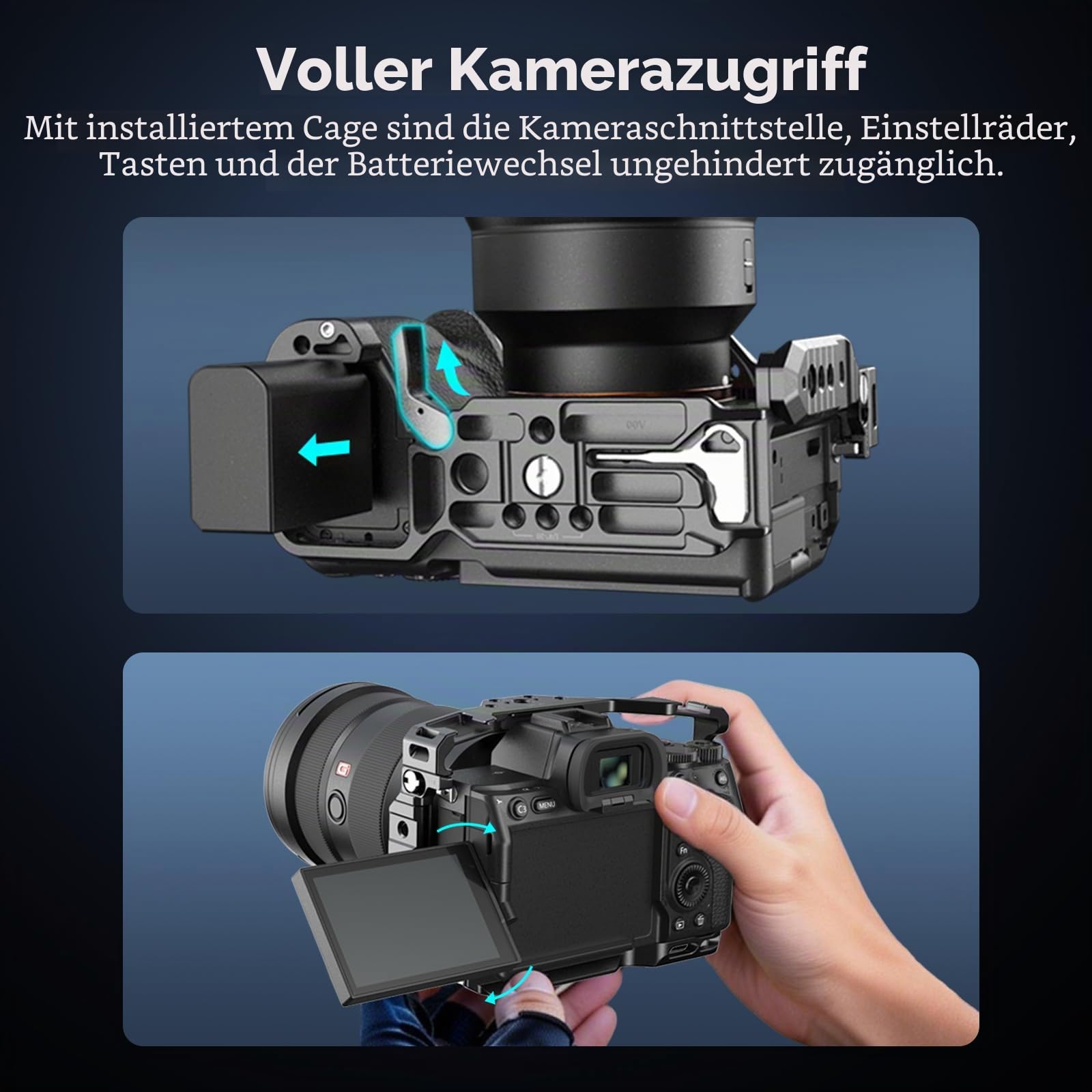 SMALLRIG HawkLock Schnellwechsel-Vollkäfig für Sony Alpha 7R V, Alpha 7 IV, Alpha 7S III, Alpha 1, Alpha 7R IV, Alpha 7 V, Arca-Swiss, Blitzschuh 3667C