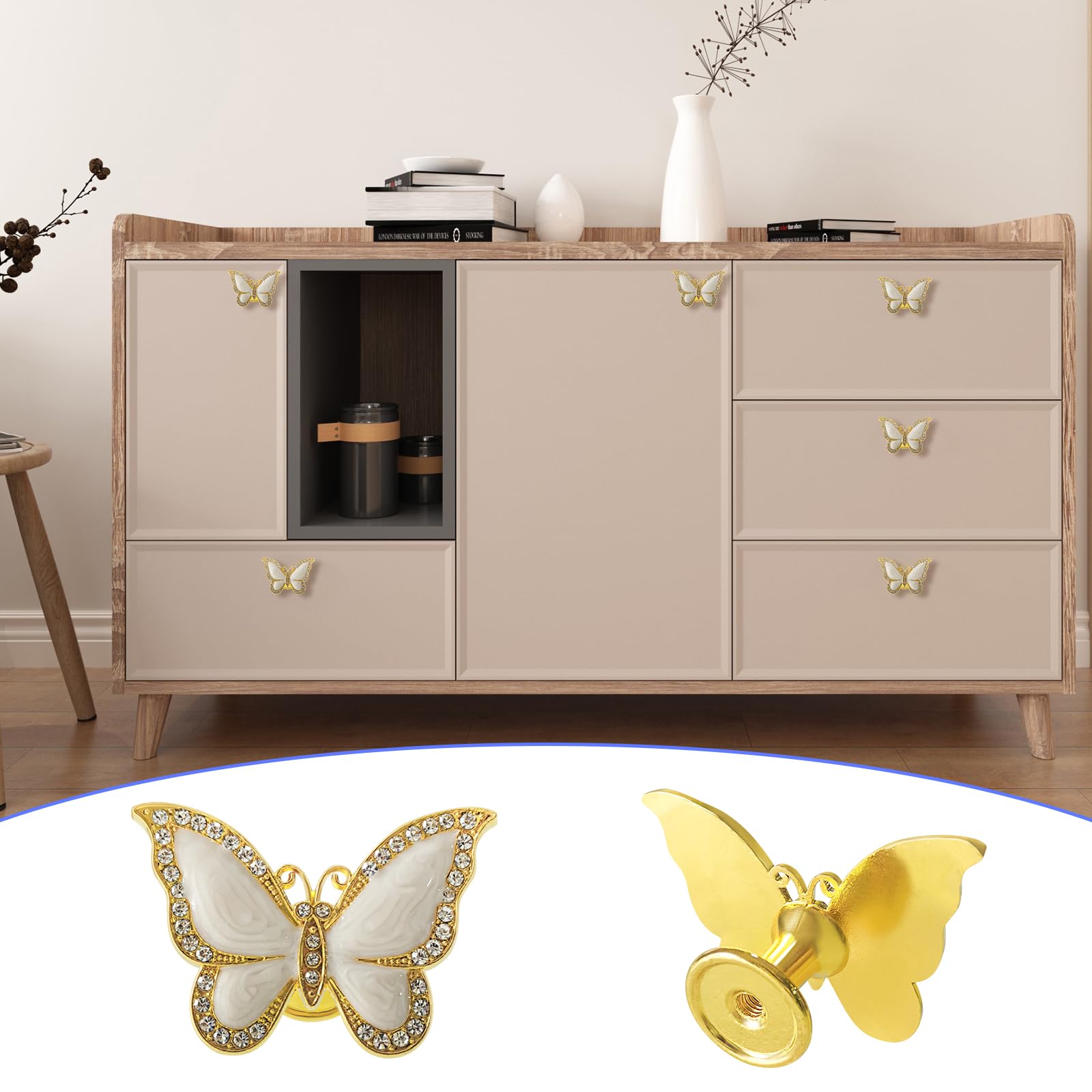 green emerald velvet dress Butterfly Cabinet Knobs,6 Pieces Butterfly Knobs Single Hole Pulls Handles  Decorative Door Cabinet Drawer Cupboard Furniture Door Wardrobe (Gold)