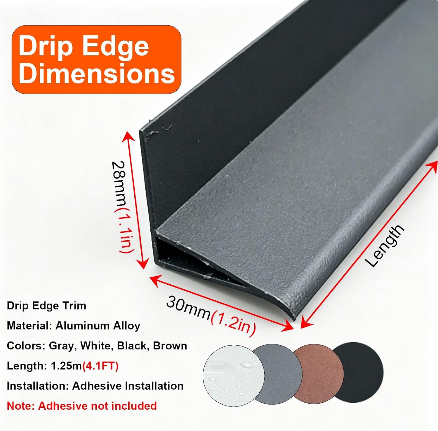 1.25m Brown Exterior Window Rain Deflector, 3cm Eave Profiles for Home Protection – Durable Waterproof Design to Prevent Water Damage and Enhance Curb Appeal