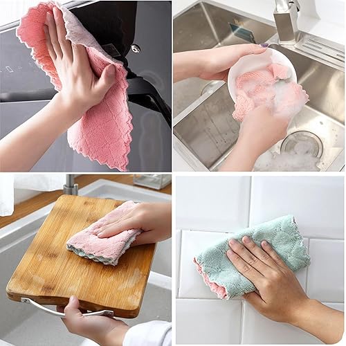 Miniatura 3 de Paquete de 24 paños de limpieza de cocina, paños de cocina súper absorbentes, paños de cocina de terciopelo coral de microfibra premium, trapos de