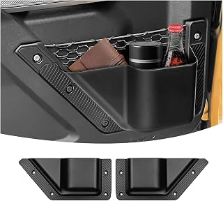 2PCS Front Door Storage Pockets Compatible with 2021-2025 2026 Ford Bronco Accessories Cup Holder Side Organizer Box for Bronco Storage 2/4 Door (Not Sport)