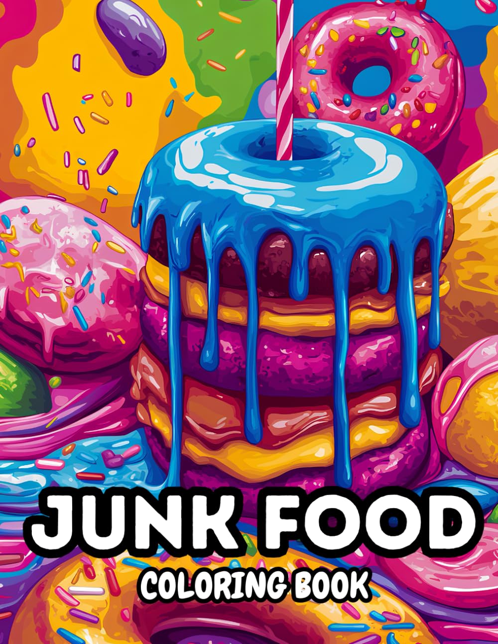 Junk Food Coloring Book: 50 Coloring Pages | Relaxation and Stress Relief for Teens and Adults