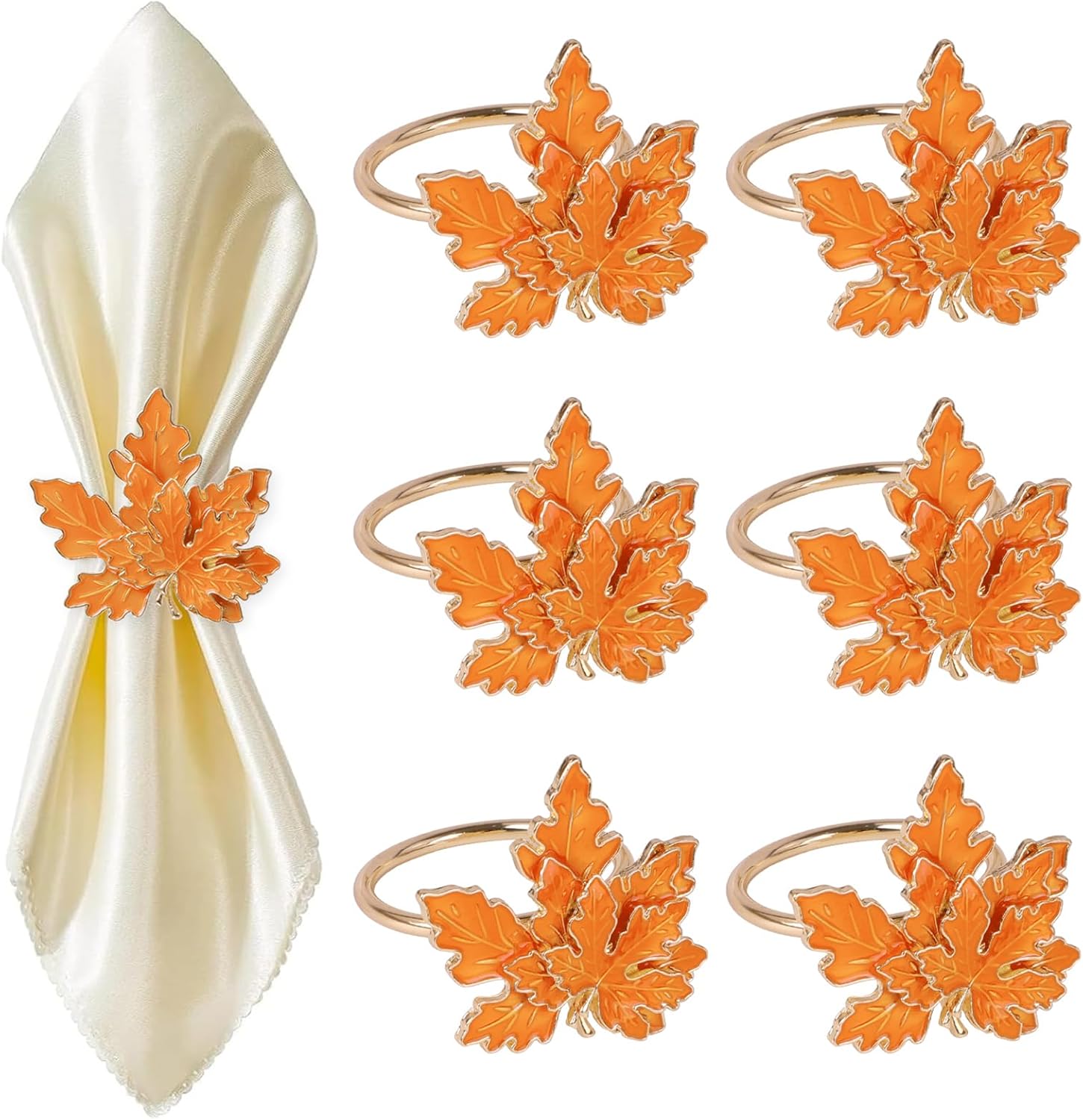 Amazon.com: Emivery 6 Pieces Maple Leaf Napkin Rings, Thanksgiving ...