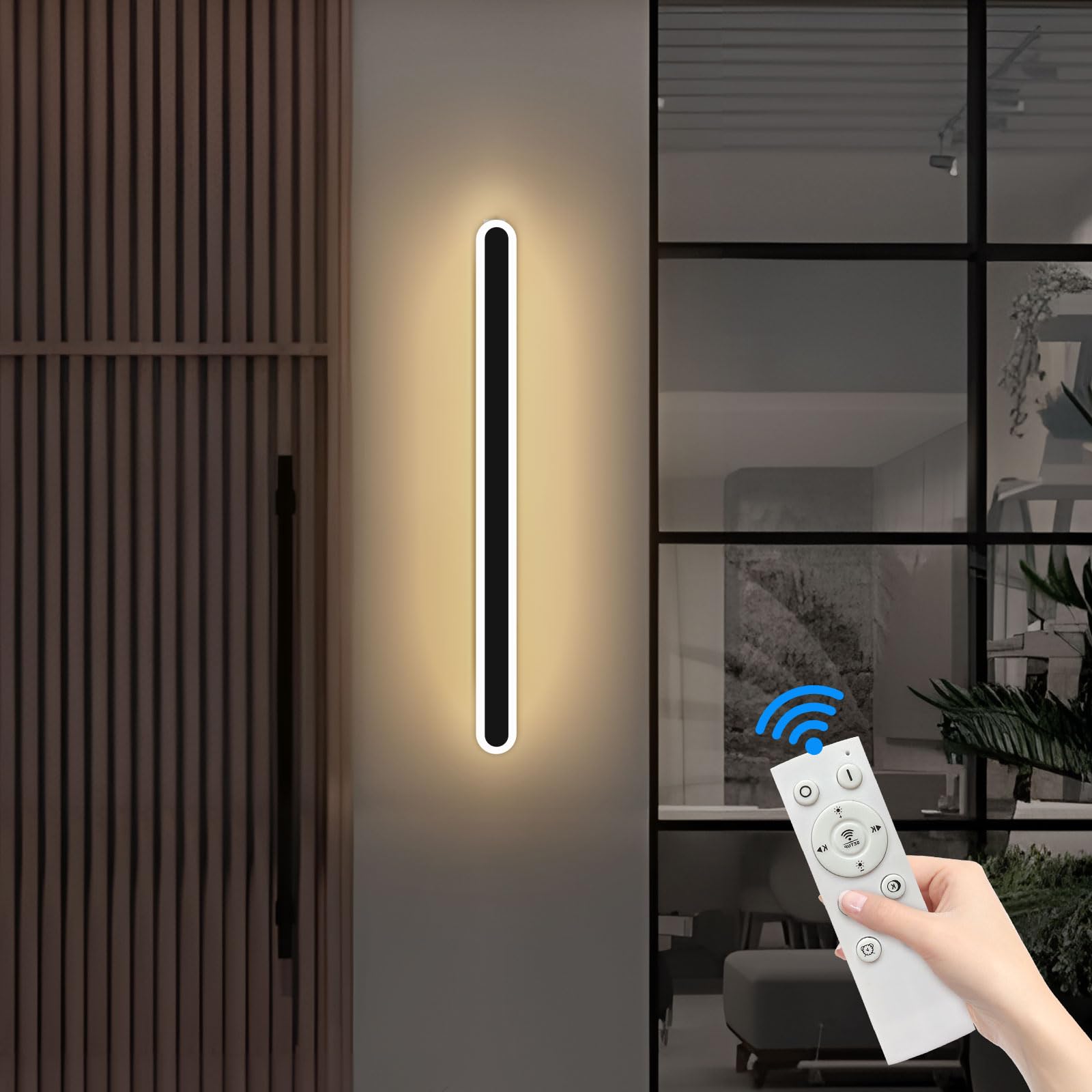 Mikeru 80CM Outdoor Wall Light Dimmable, Stair Lights 3000k/4500k/6000k Outdoor Lighting with Mains Powered Downlight Front Door Sconce 10% to 100% for Exterior Balconies, Shop Facades