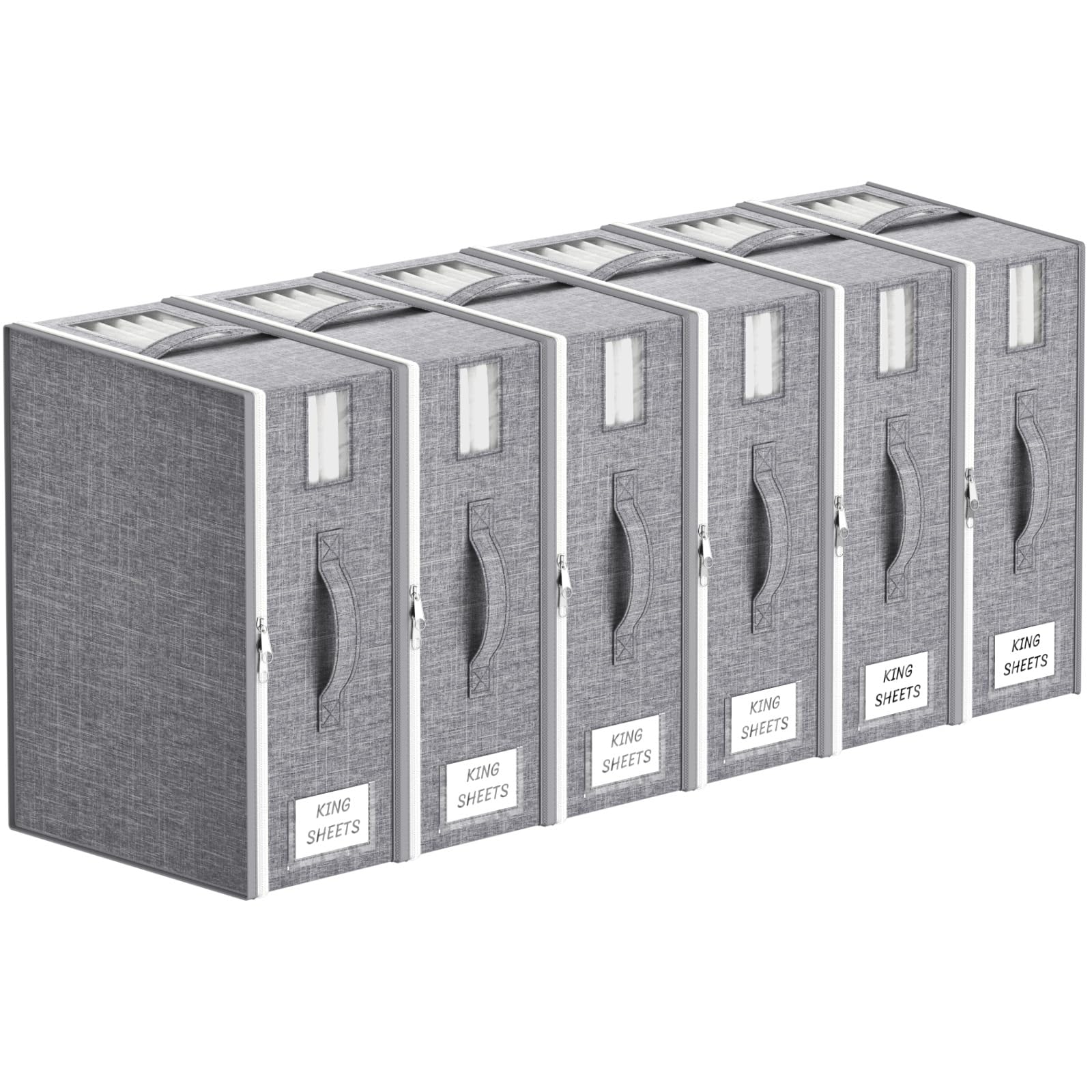 Lifewit 6 Stück Faltbare Aufbewahrungstasche für Bettwäsche, Aufbewahrungsbox mit 2 Sichtfenstern und 1 Etikett, Organizer für Bettbezüge, Decken, 40 × 30 × 15 cm