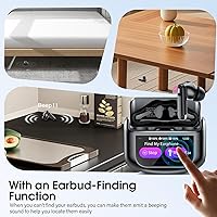 Vista 6 de Wireless Earbuds, Bluetooth 5.4 Ear buds with Multifunctional Touch Screen, 48H Bass Stereo Headphones with ANC/ENC Noise Cancelling/Transparency