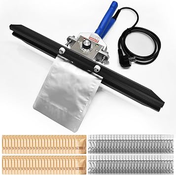 Portable Hand Held Bag Sealer,Crimp Heat Sealer,Bag Heat Sealer Machine for Kraft Bag,Foil Bag,Plastic Bag Snack Bag and Food Storage 20 inches