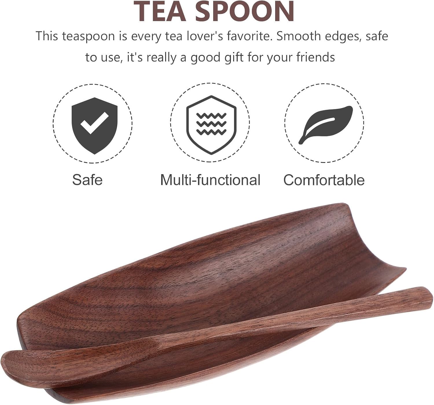 Wooden Tea Scoop Set, Dark Red Finish Tea Leaf Tool