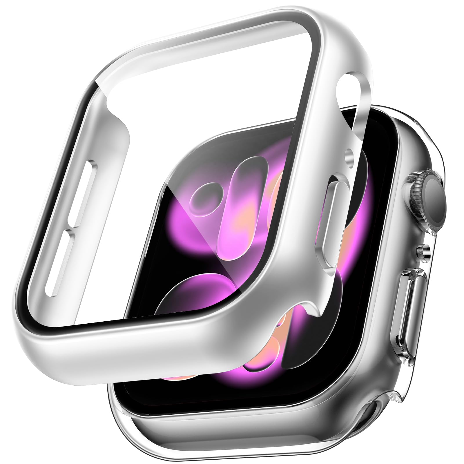 TAURI 2 Pack Hard Case for Apple Watch SE 3 /Series 6/5/4 /SE 44mm with 9H Tempered Glass Screen Protector, [Touch Sensitive] [Full Coverage] Slim Bumper Protective Cover for iWatch 44mm - Black — view 52
