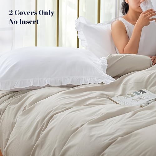 Miniatura 5 de PHF Fundas de almohada 100% algodón lavado con volantes, tamaño King, paquete de 2 fundas de almohada de 20 x 36 pulgadas, sin relleno, fundas de