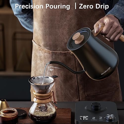 Miniatura 2 de Hervidor eléctrico de cuello de cisne, hervidores de té eléctricos, control de temperatura de 1 para verter café y té, interior de acero