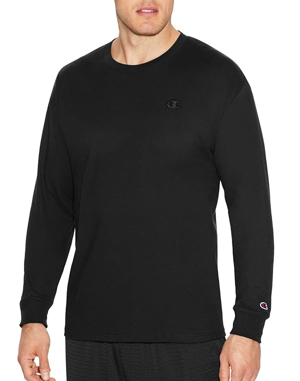 Champion Men's Classic Jersey Long Sleeve Tee, black, X Small by Champion - Used condition - US$12.38