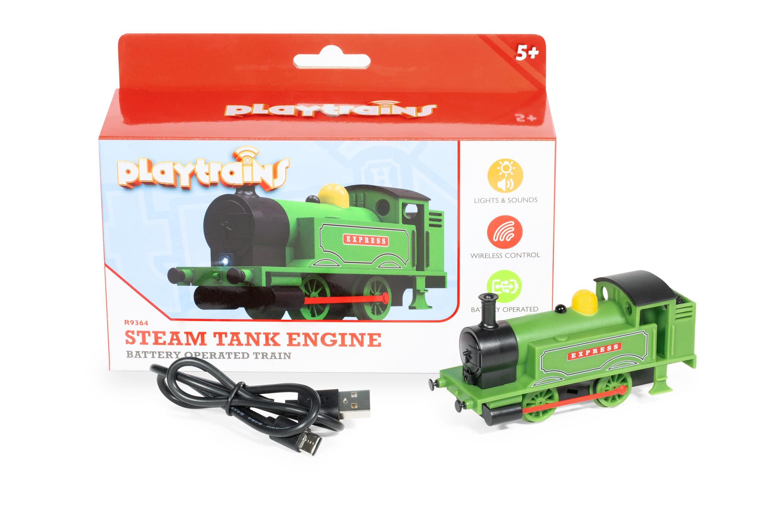 Hornby Playtrains Steam Tank Express Train, R9364, Wireless Control, Lights and Sounds, 1:76 Scale 00 Gauge, Age 5+