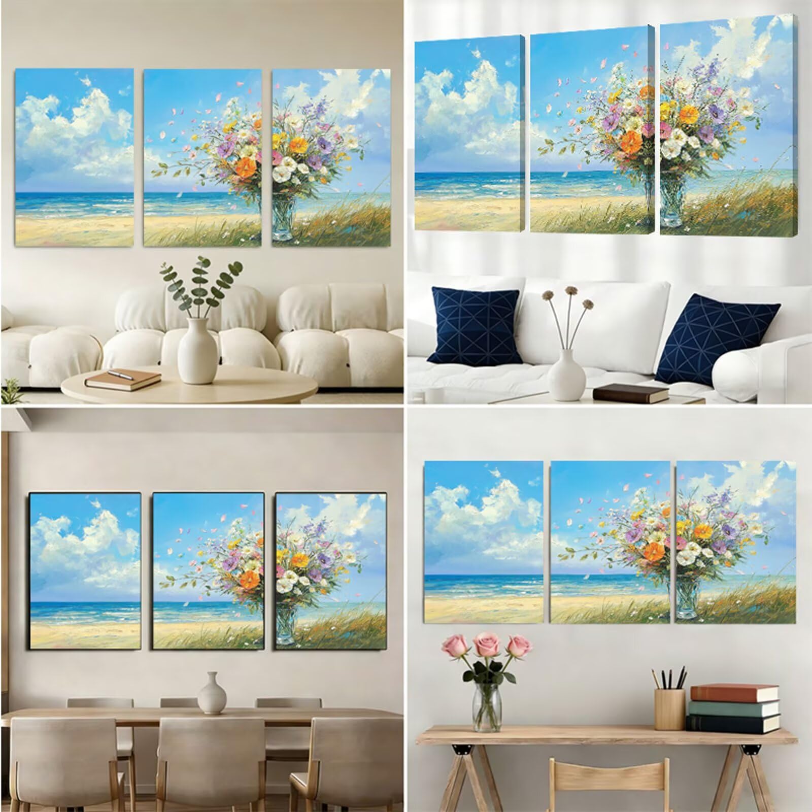 Zestawy do malowania diamentowego, kwiatowe zestawy tryptyków do malowania diamentowego dla dorosłych, ocean, DIY, kwadratowy kryształ górski, haft krzyżykowy, prezenty dla kobiet, dekoracja ścienna