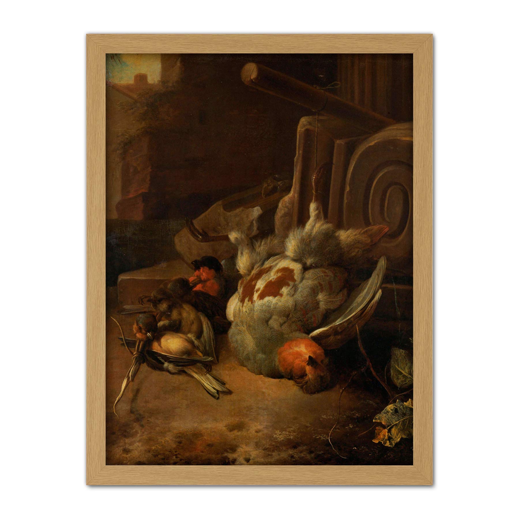 Artery8 D'Hondecoeter Dead Birds Painting Artwork Framed Wall Art Print 18X24 Inch