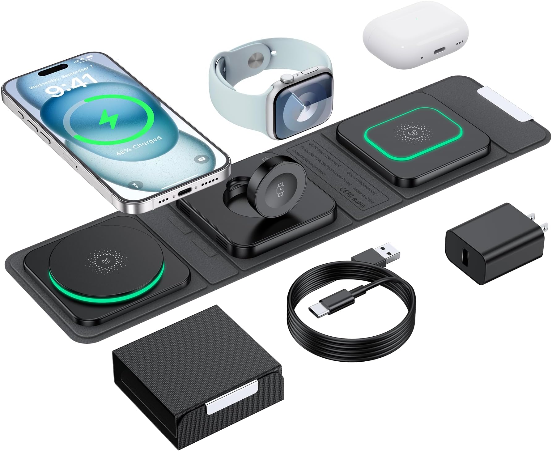 Charging Station for Apple Multiple Devices, 3 in 1 Wireless Charger Dock