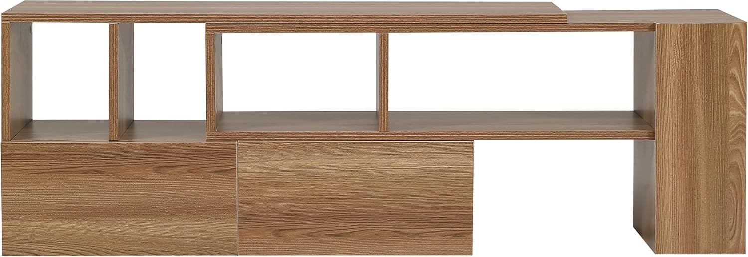 伸縮式テレビ台 ローボード, L字型コーナー収納, 幅95-169cm, グレー