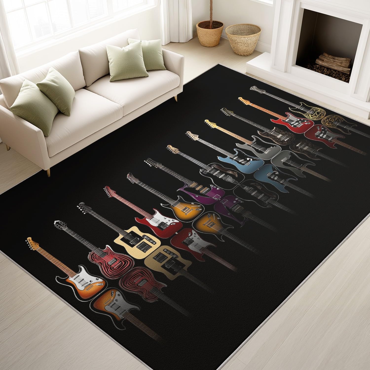 Générique Tappeto lavabile macchina musica rock 120 x 180 cm tappetino antiscivolo pesante strumento in metallo chitarra elettrica soggiorno camera da letto cucina ingresso sala relax sotto letto