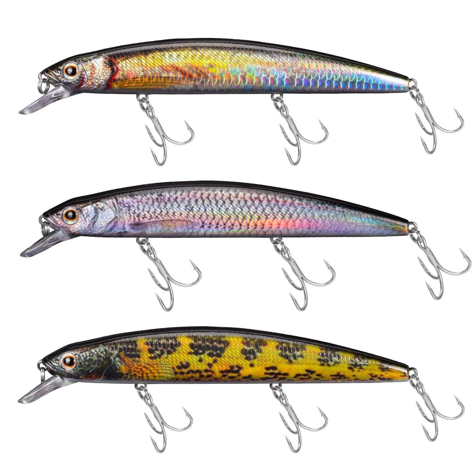 GULULUT Fishing Lures for Freshwater Saltwater, Minnow Jerkbait and Crankbait are Suitable for All Water Layers, Shining and Lifelike Fishing Baits to Improve Fishing Efficiency, Fishing Gift for Men
