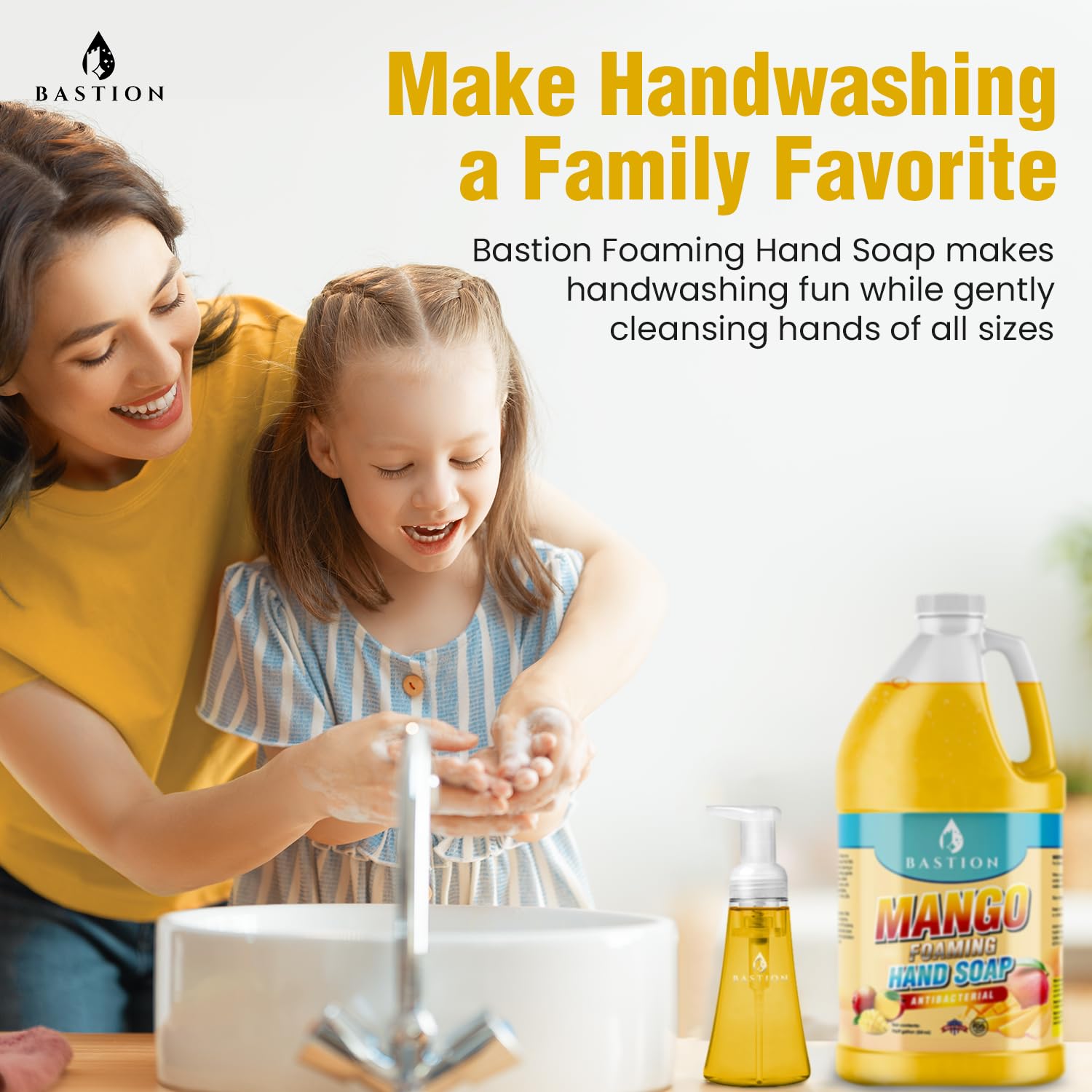 Bastion Antibacterial Hand Soap - Mango Foaming Hand Wash - 1/2 Gallon (64 oz.) Bulk. Refill Jug. Mango Scented. Non-toxic. Made in the USA. - Image 5